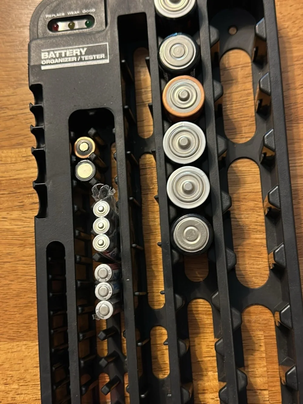 Battery Organizer & Tester Tray - Black 10” x 7.5”